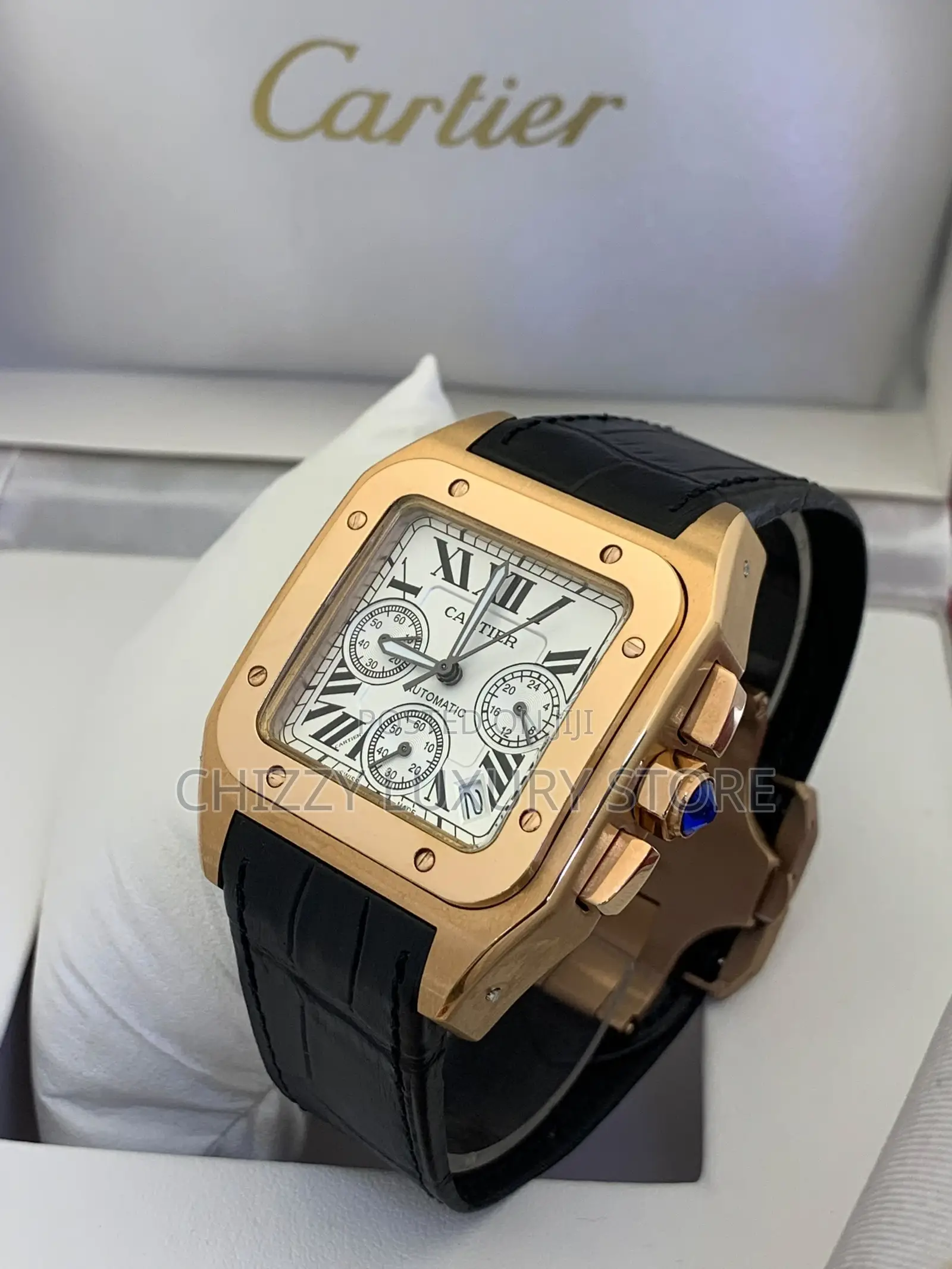 Cartier Quality Luxury Men Genuine Leather Wristwatch
