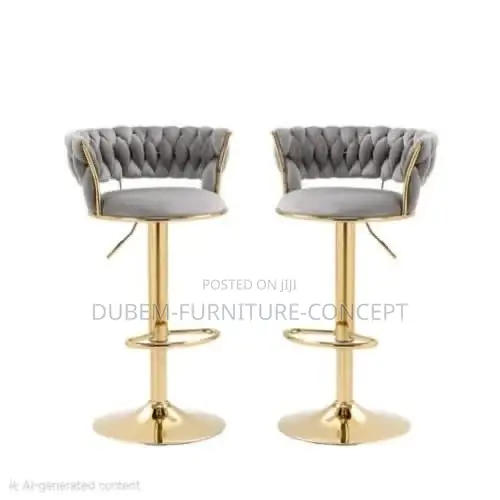 Nordic Velvet Bar Stool - Set of 2 - Grey