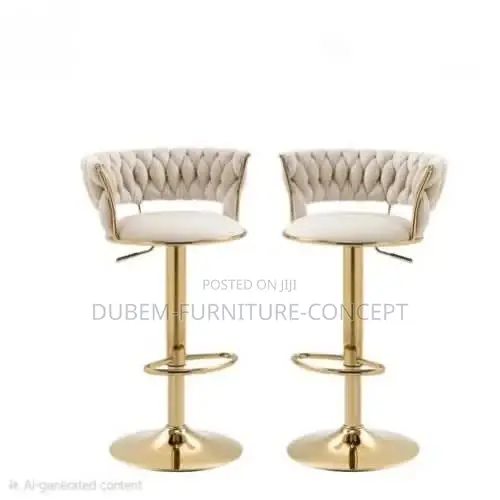 Nordic Velvet Bar Stool - Set of 2 - Beige