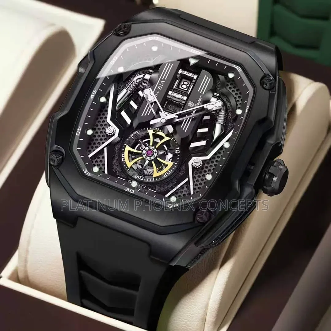 Luxury V12 Engine Skeleton Poedagar Wristwatch