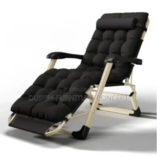 Outdoor Relaxing Comfort Chair With Cushion - Black