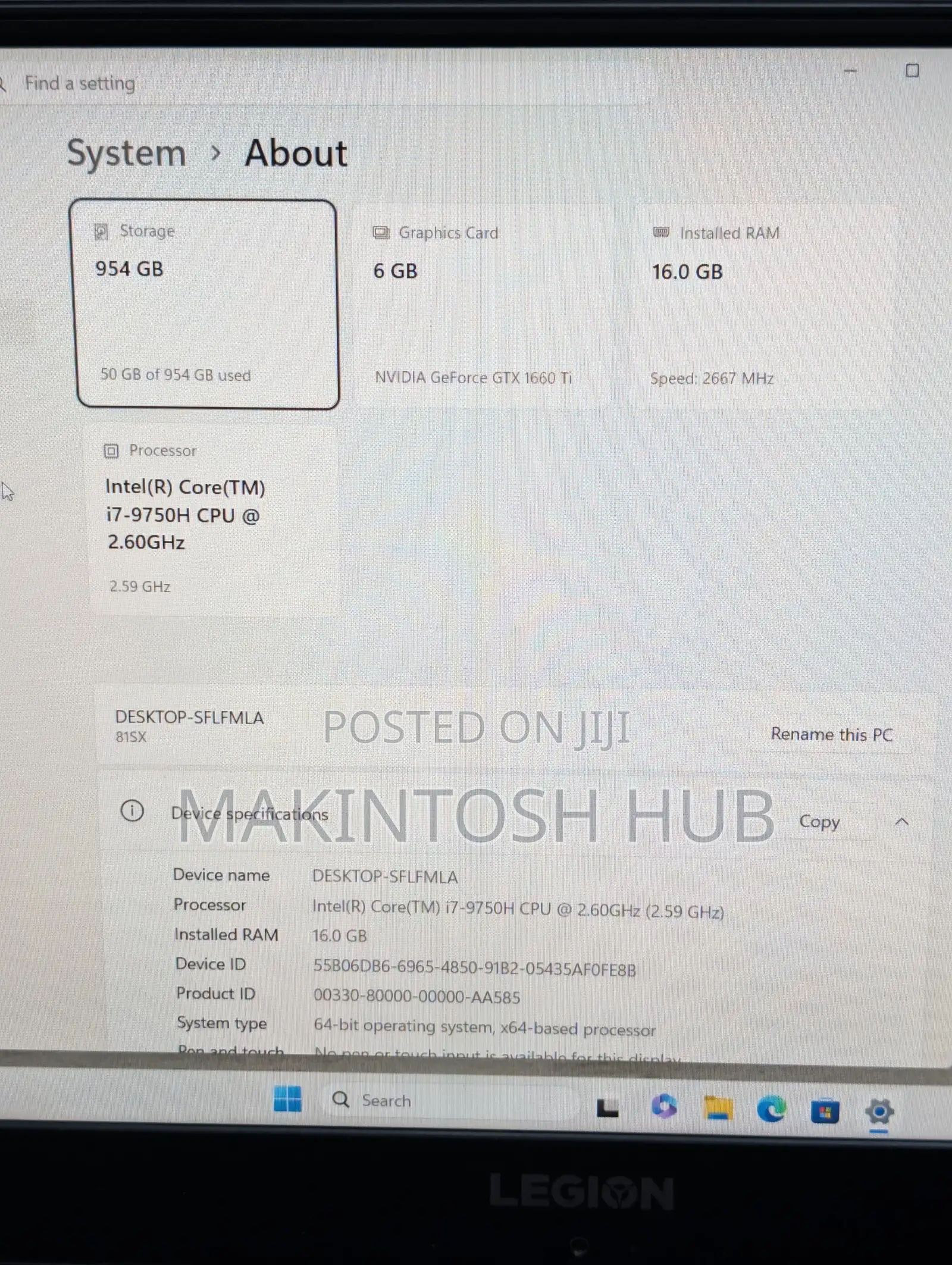 Laptop Lenovo Legion Y540 16GB Intel Core i7 SSD 1T