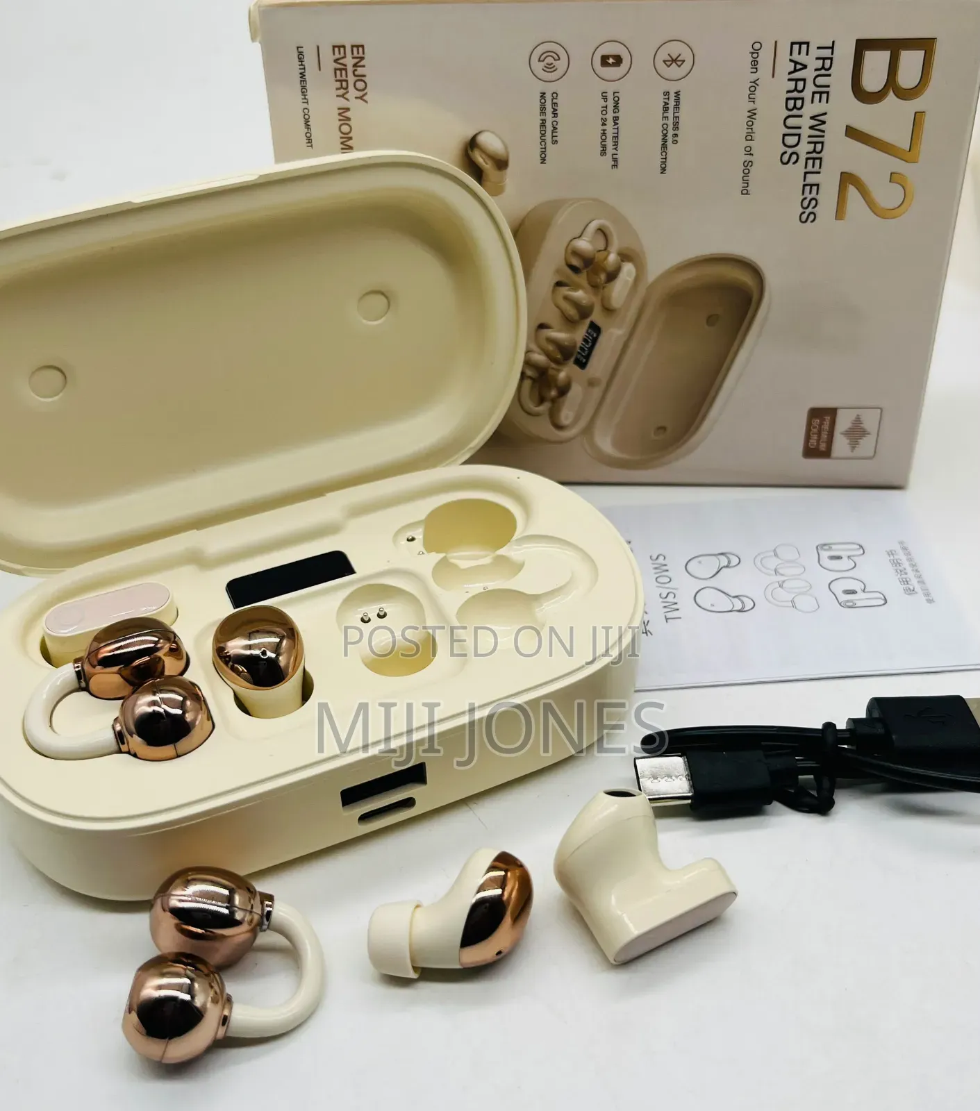 B72 Wireless Earpod - Comes With 3 Different Pairs-Long Lasting Batery
