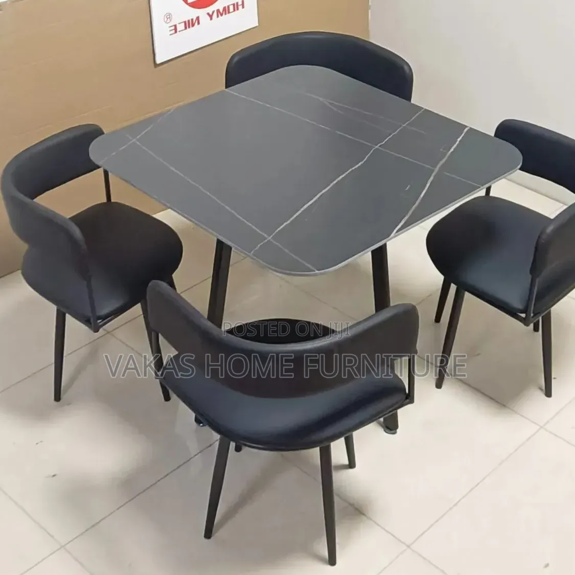 Black 4 Seater Marble Dining Table