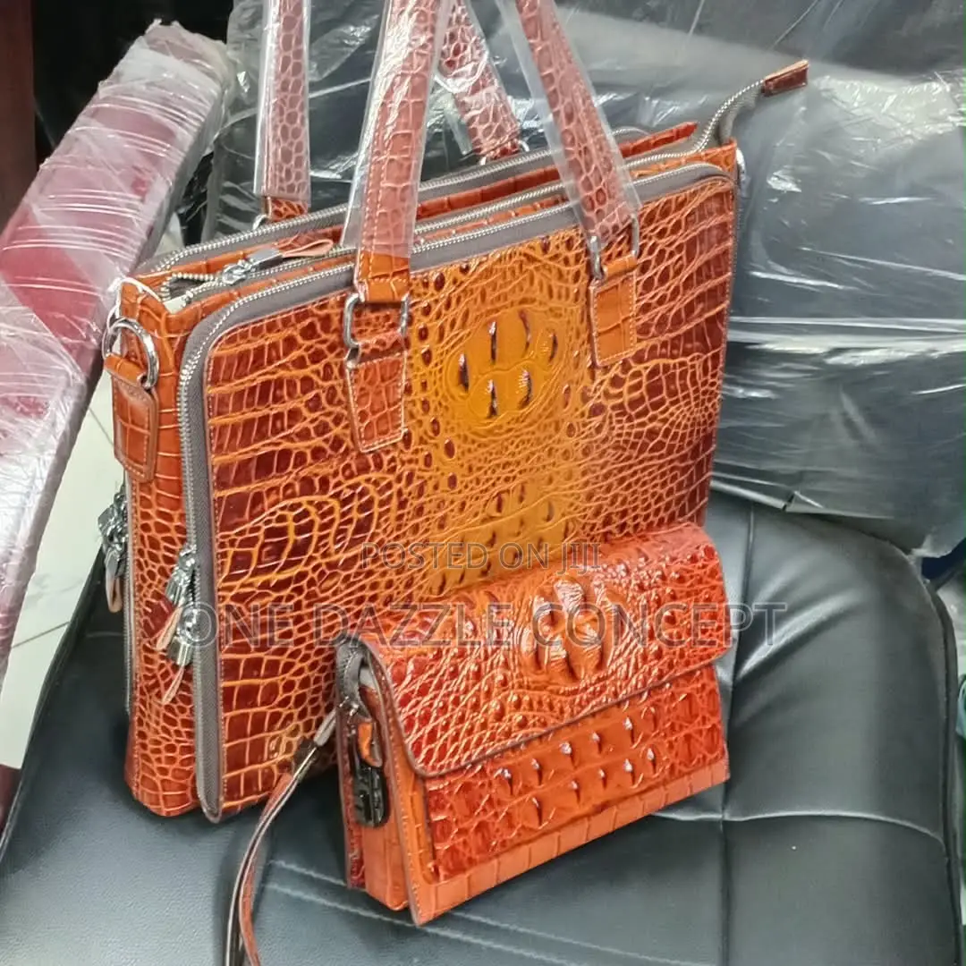 2 Piece Crocodile Office Bag Set