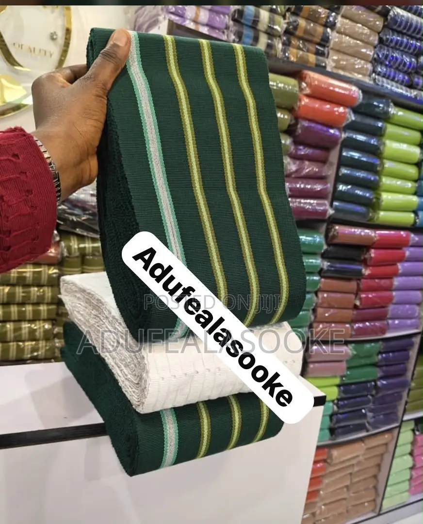Shade of Green and Plain Combination Asooke