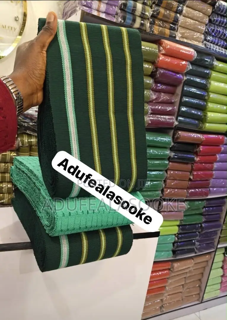 Shade of Green and Plain Combination Asooke
