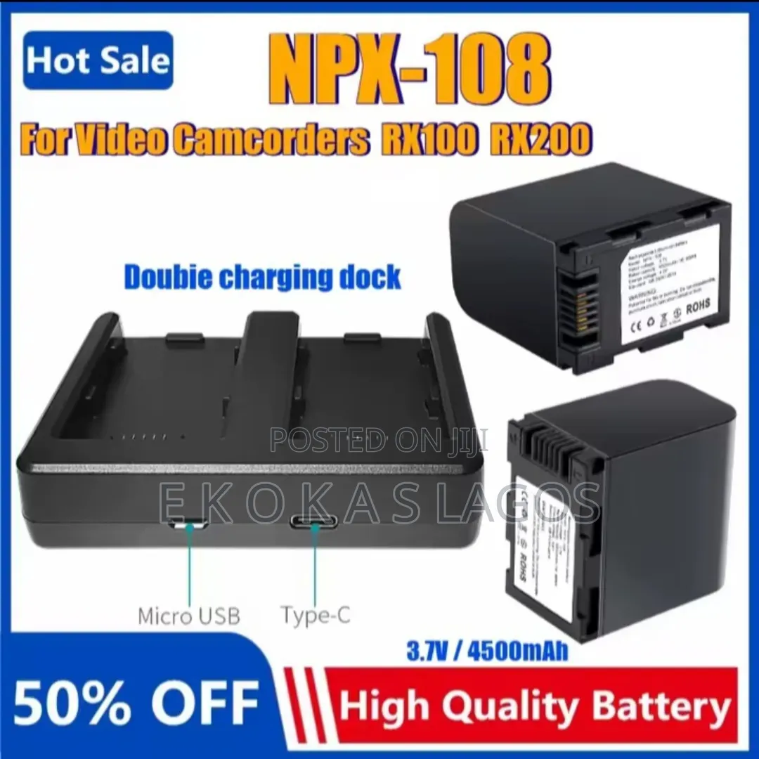 4500mah NPX-108 Camera Battery and Dual Battery Charger for Camcorders