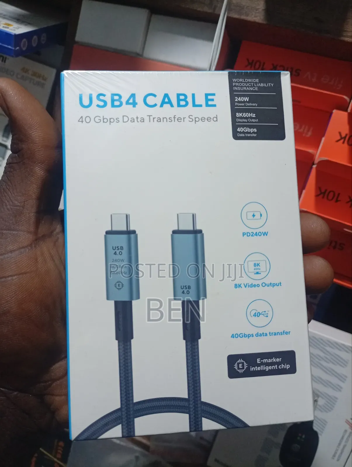USB 4 Thunderbolt 4 Cable 40gps Video and 240w Charging
