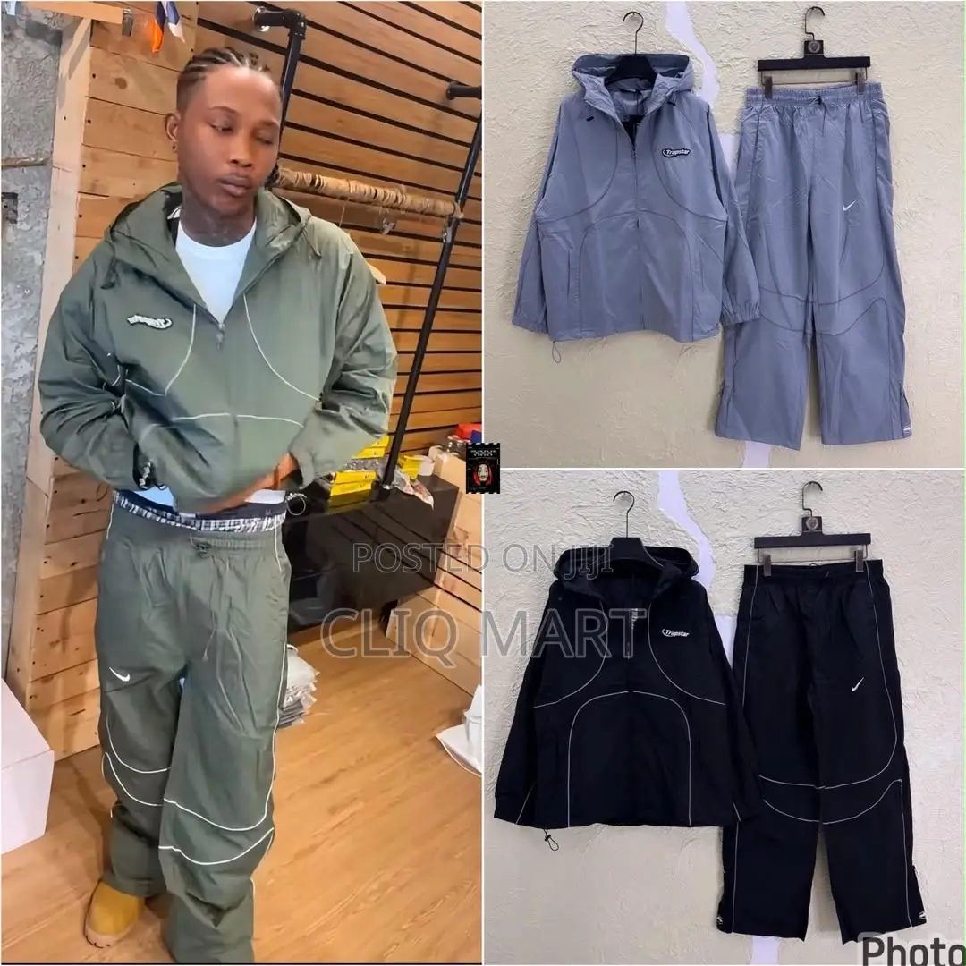 Nike X Trapstar Piping Tracksuit Set | Olive Green, Slate Blue & Black