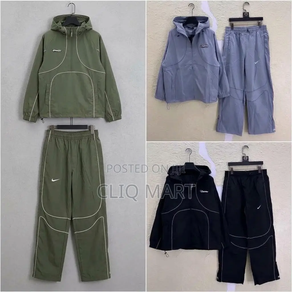 Nike X Trapstar Piping Tracksuit Set | Olive Green, Slate Blue & Black