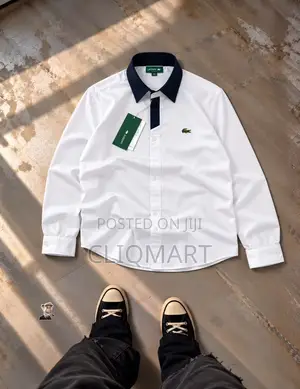 Lacoste Contrast-Collar Long-Sleeve Button-Up Shirt
