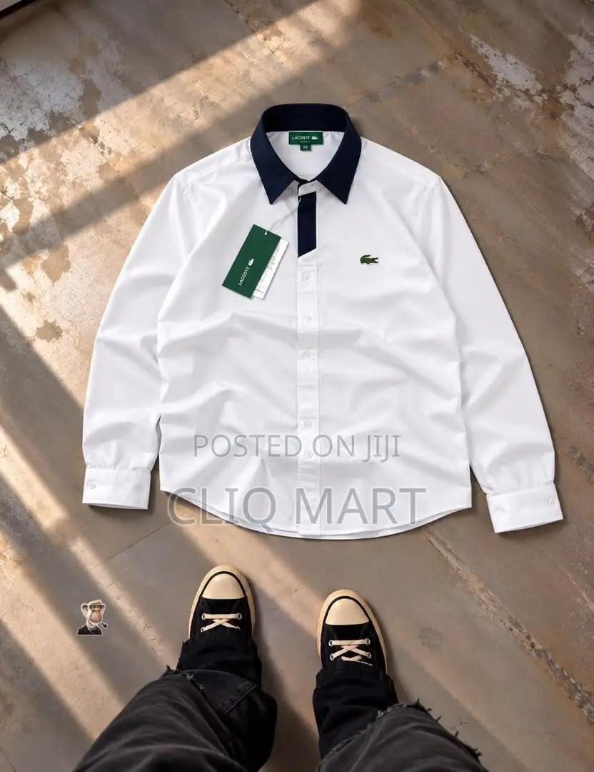 Lacoste Contrast-Collar Long-Sleeve Button-Up Shirt