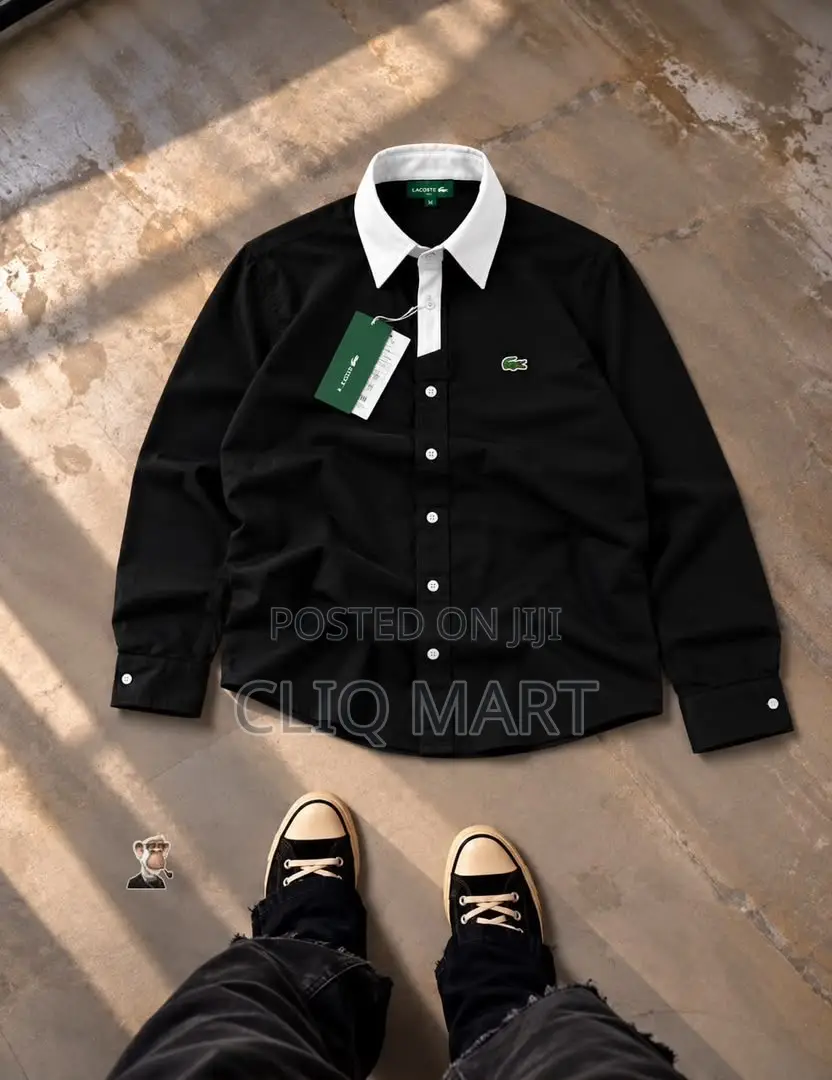 Lacoste Contrast-Collar Long-Sleeve Button-Up Shirt