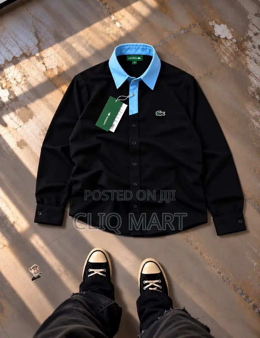 Lacoste Contrast-Collar Long-Sleeve Button-Up Shirt