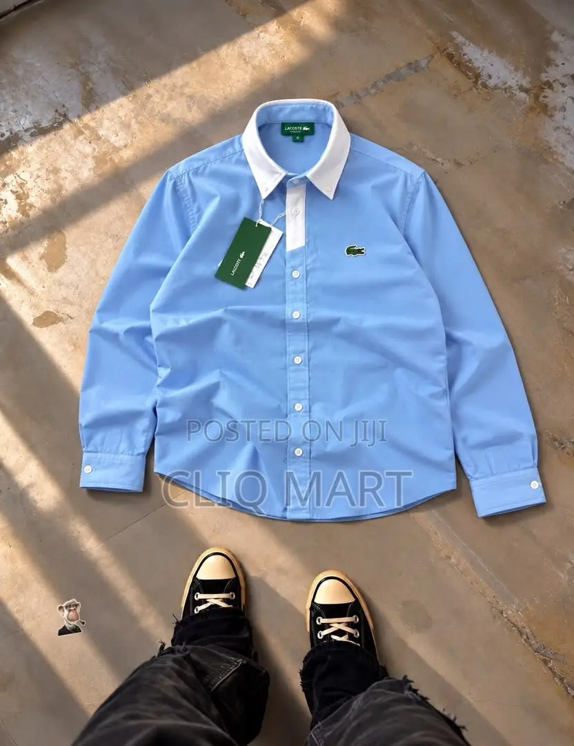Lacoste Contrast-Collar Long-Sleeve Button-Up Shirt