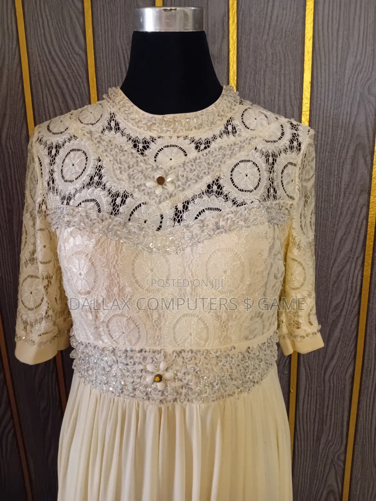 Beaded, Layered Dinner Gown.