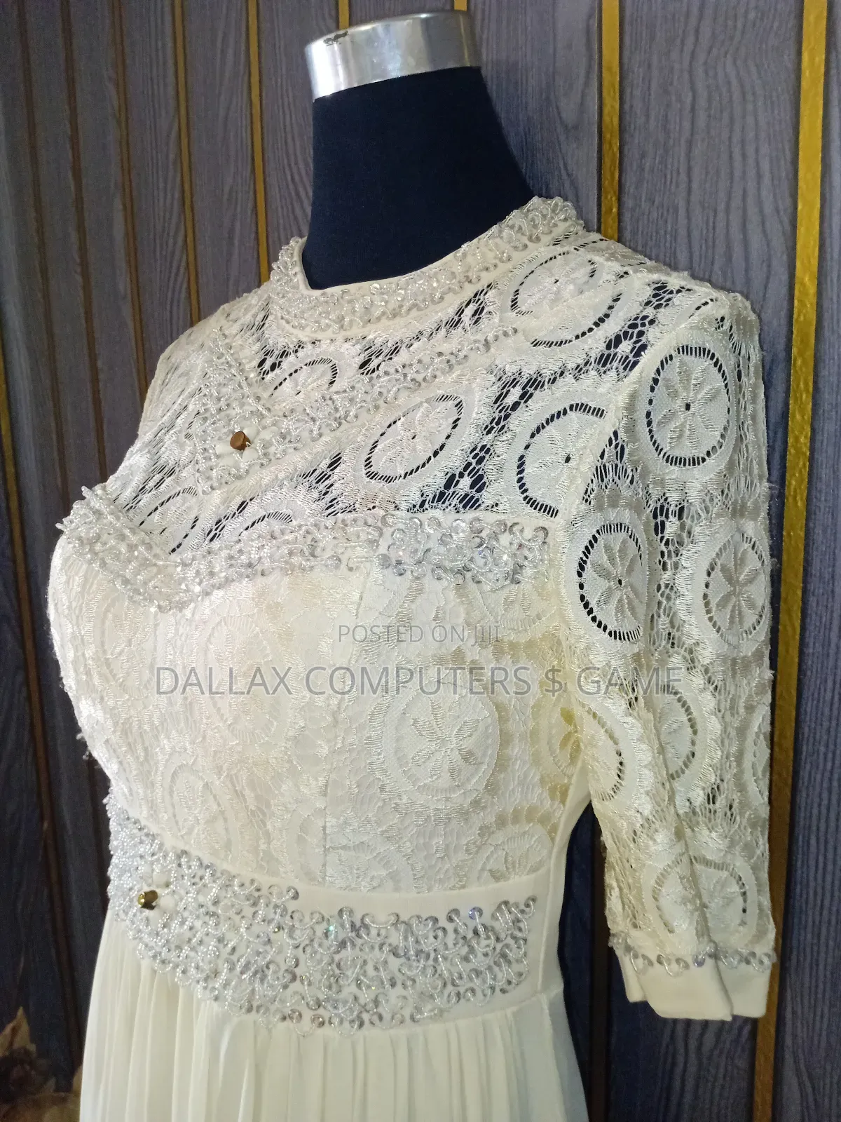 Beaded, Layered Dinner Gown.