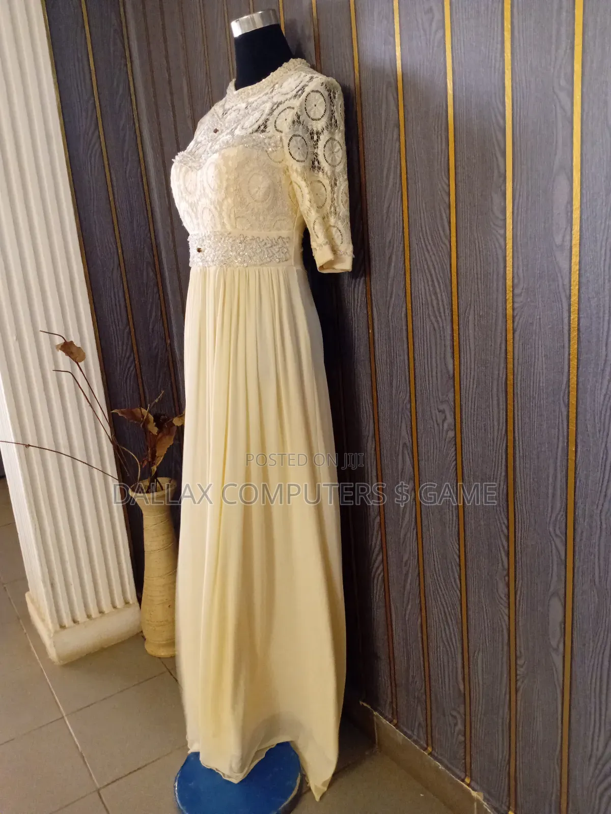 Beaded, Layered Dinner Gown.
