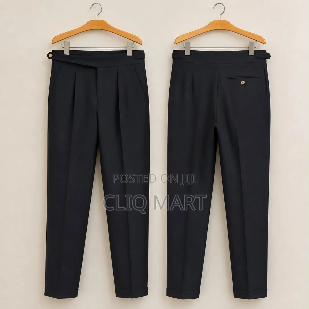 Designer Extended-Tab Tailored Trousers | Cream & Black