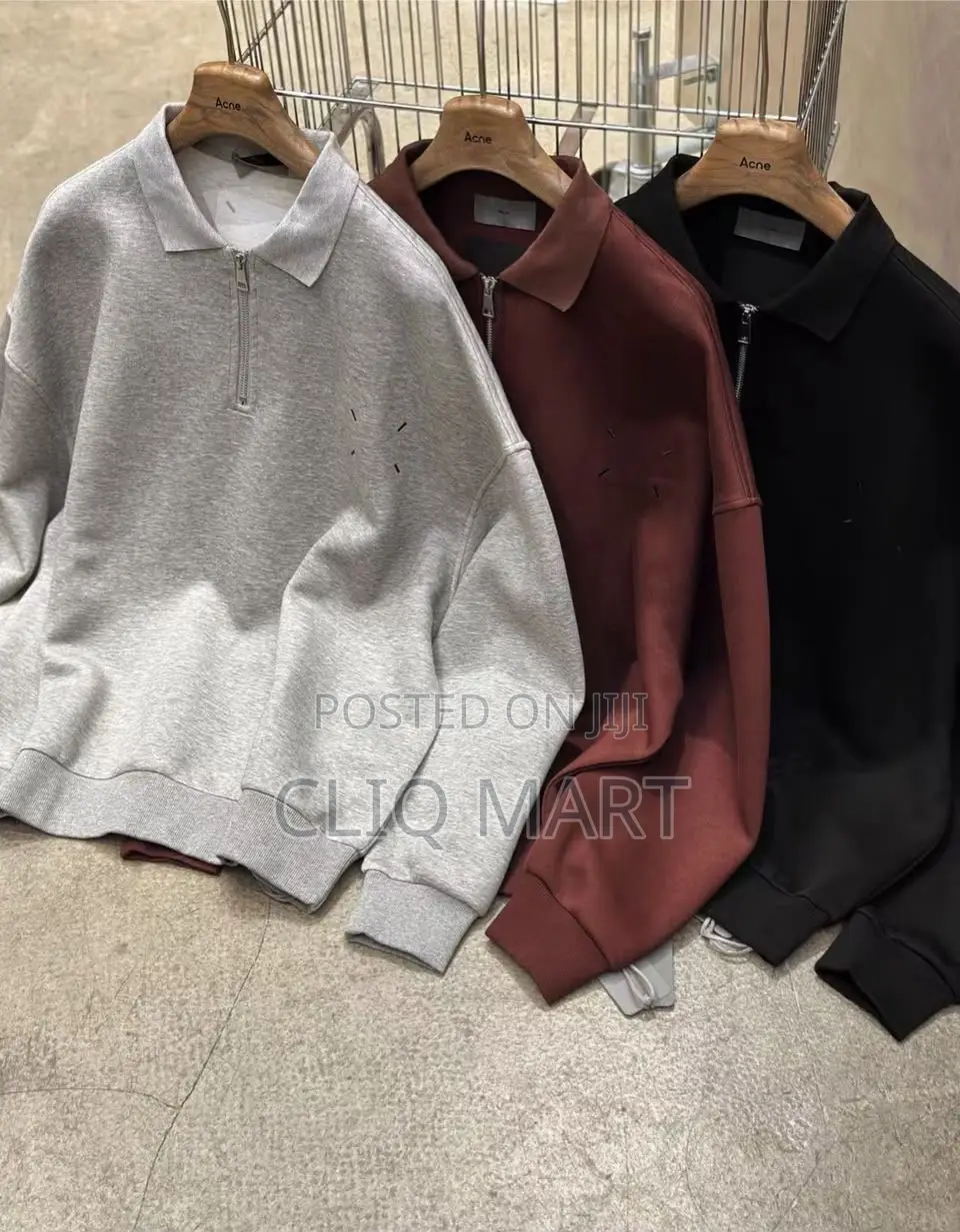 Designer Quarter-Zip Polo Sweatshirt | Grey, Maroon & Black