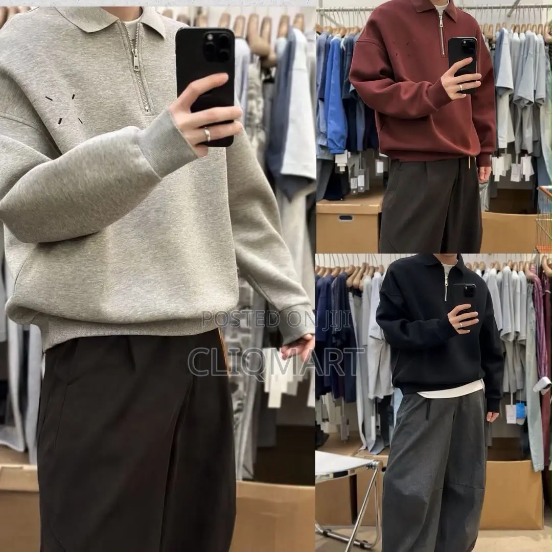 Designer Quarter-Zip Polo Sweatshirt | Grey, Maroon & Black