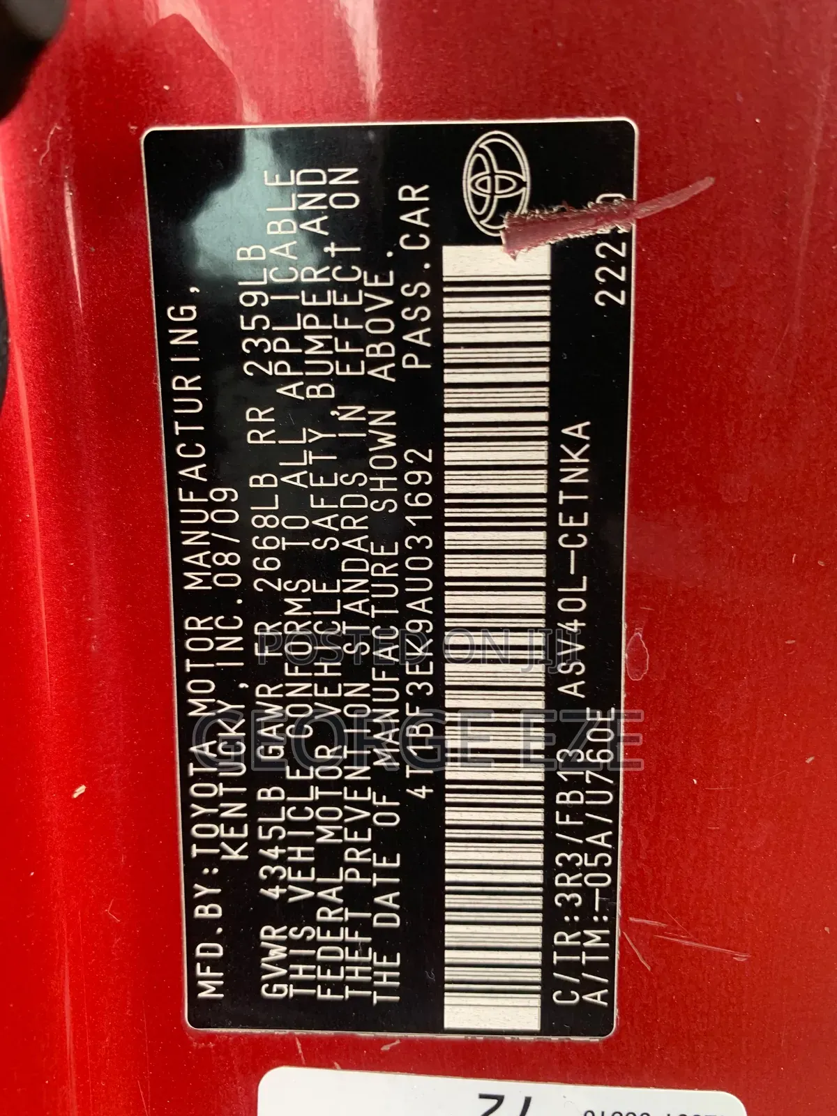 Toyota Camry 2010 Red