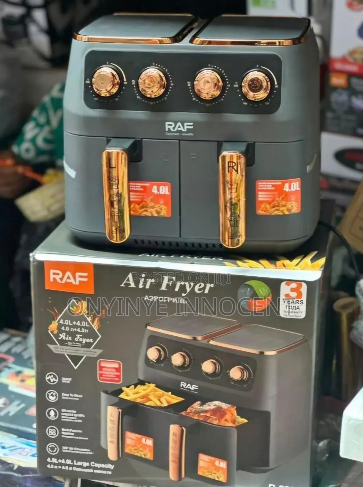 RAF 2400W Dual Drawer Air Fryer R.5396 - Double Basket Oil-Free Fryer