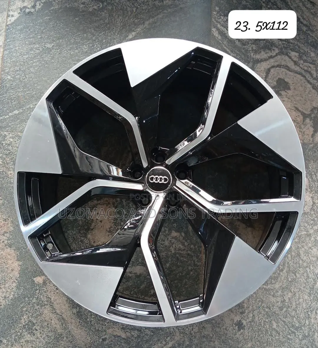 23-Inch Audi RSQ8 5-Spoke Y-Style Gloss Black and Machined-Face Alloy