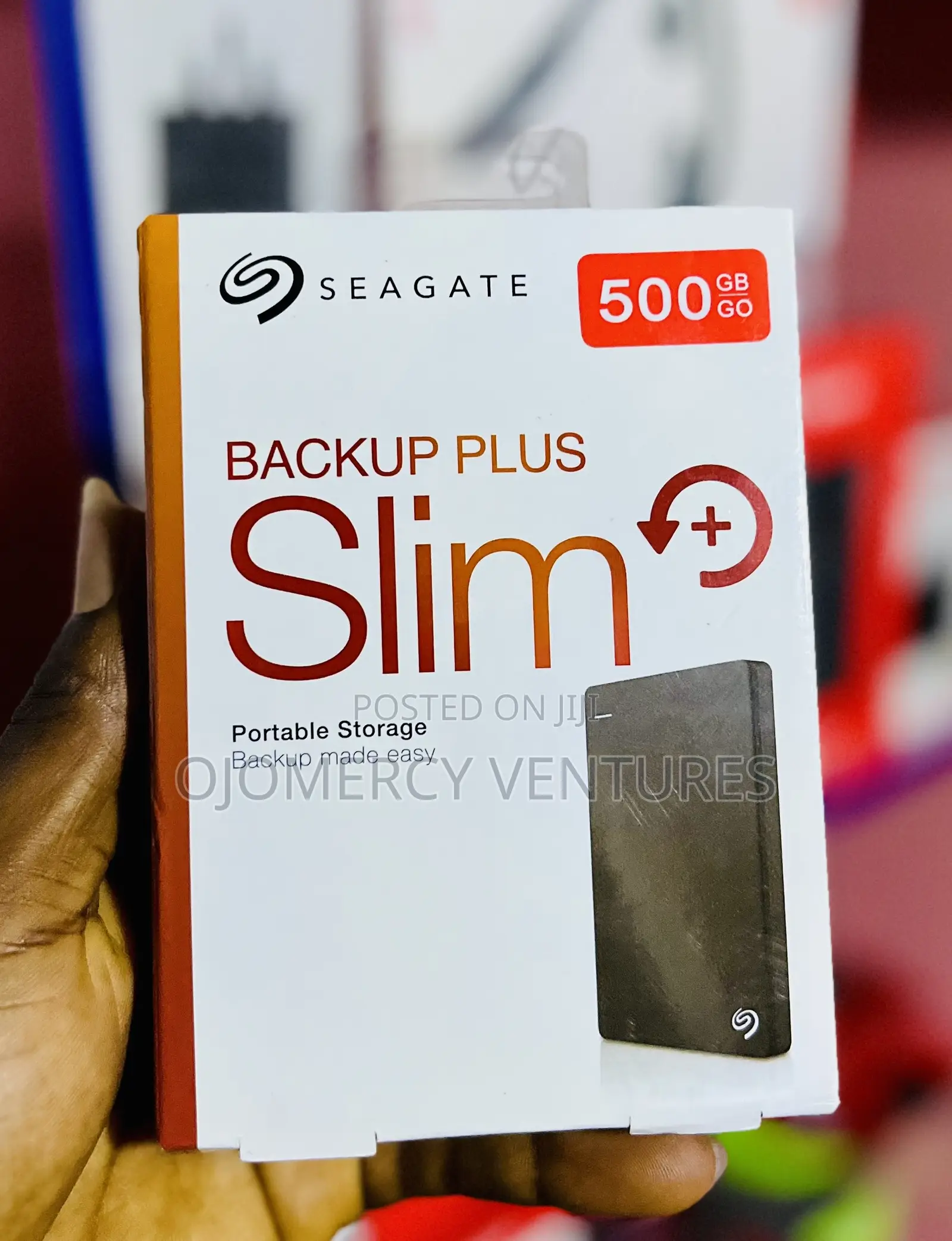 Seagate Backup Plus Slim 500GB Portable External Hard Drive.