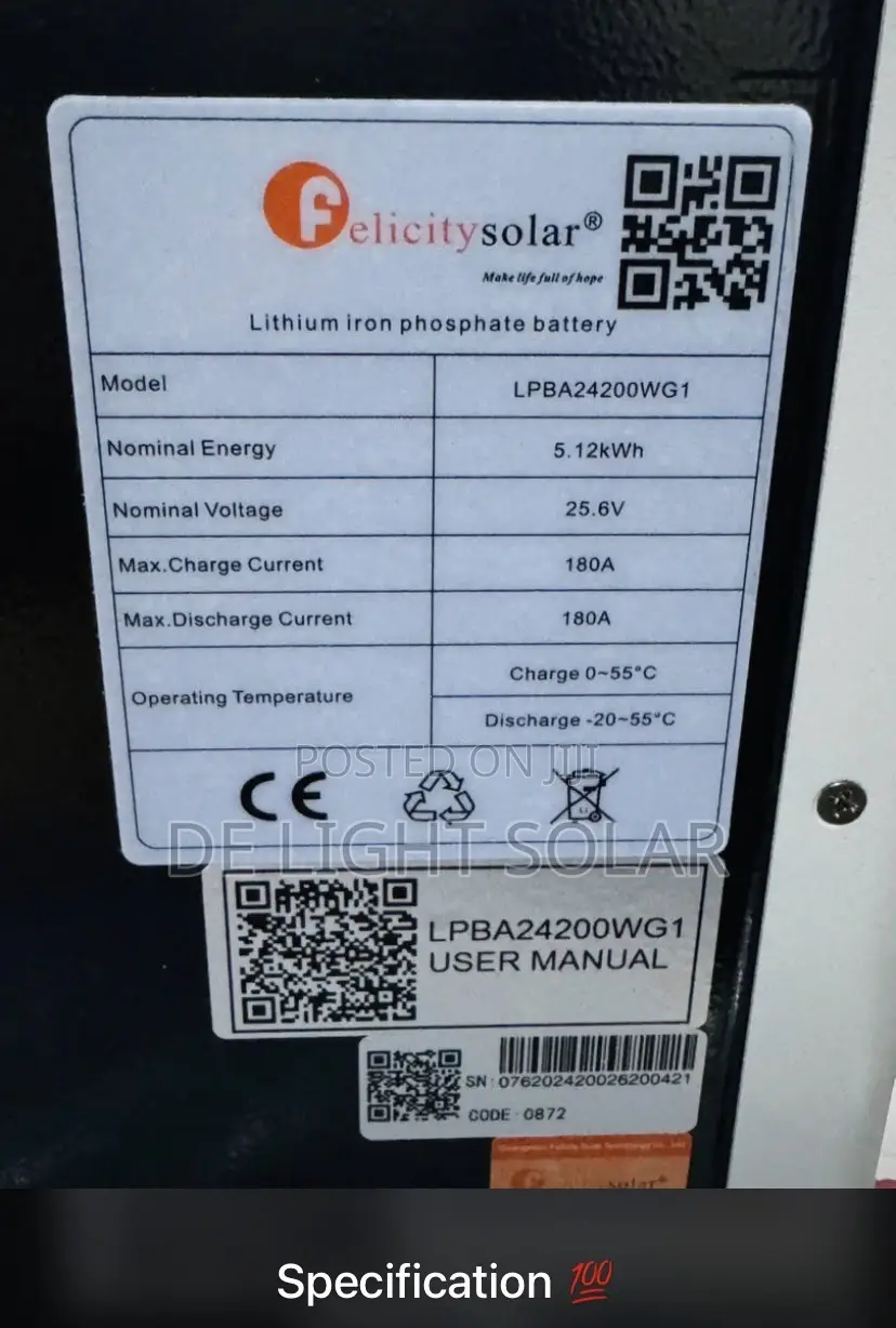 5kwh 25.6v Felicity Lithium Battery