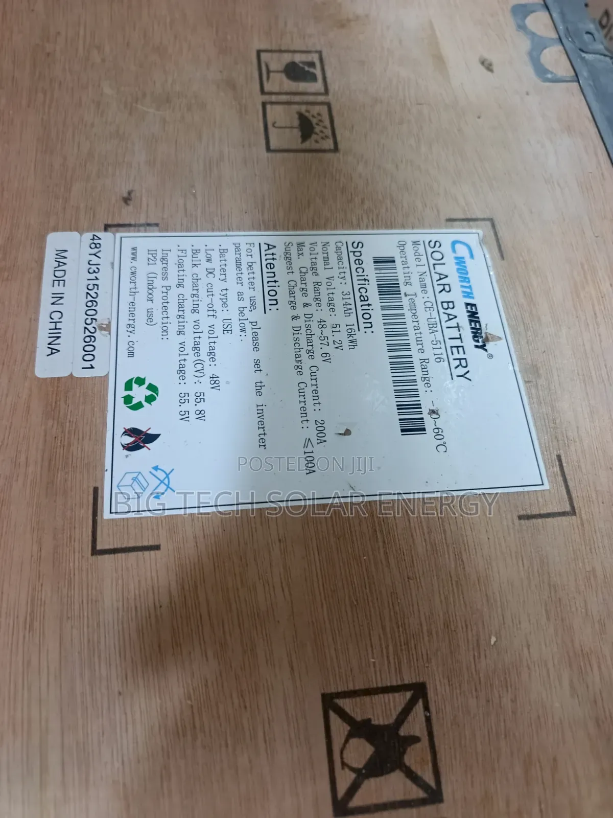 16kwh 51.2v Cworth Lithium Battery