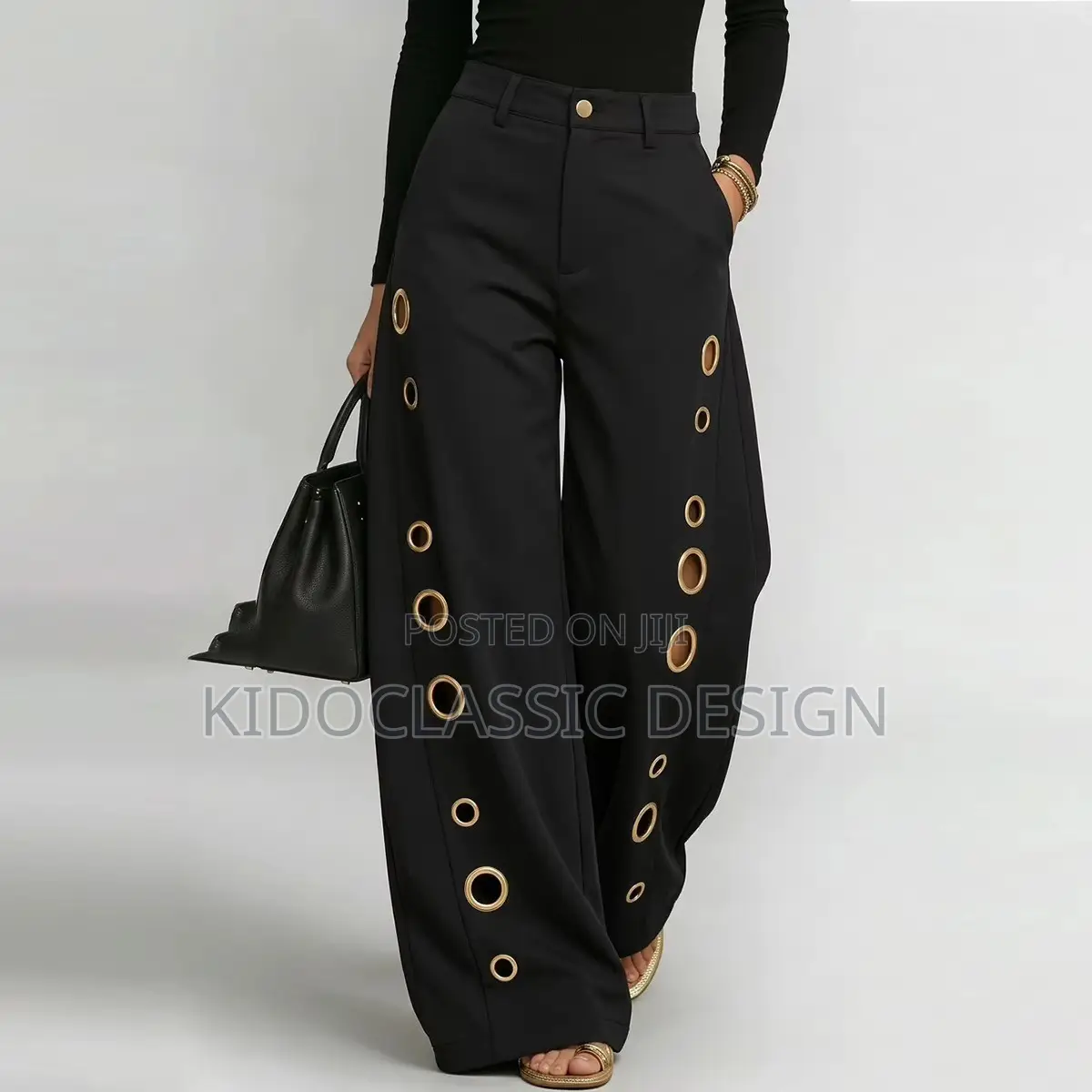Womens Black Hips Ankle Ring Jeans