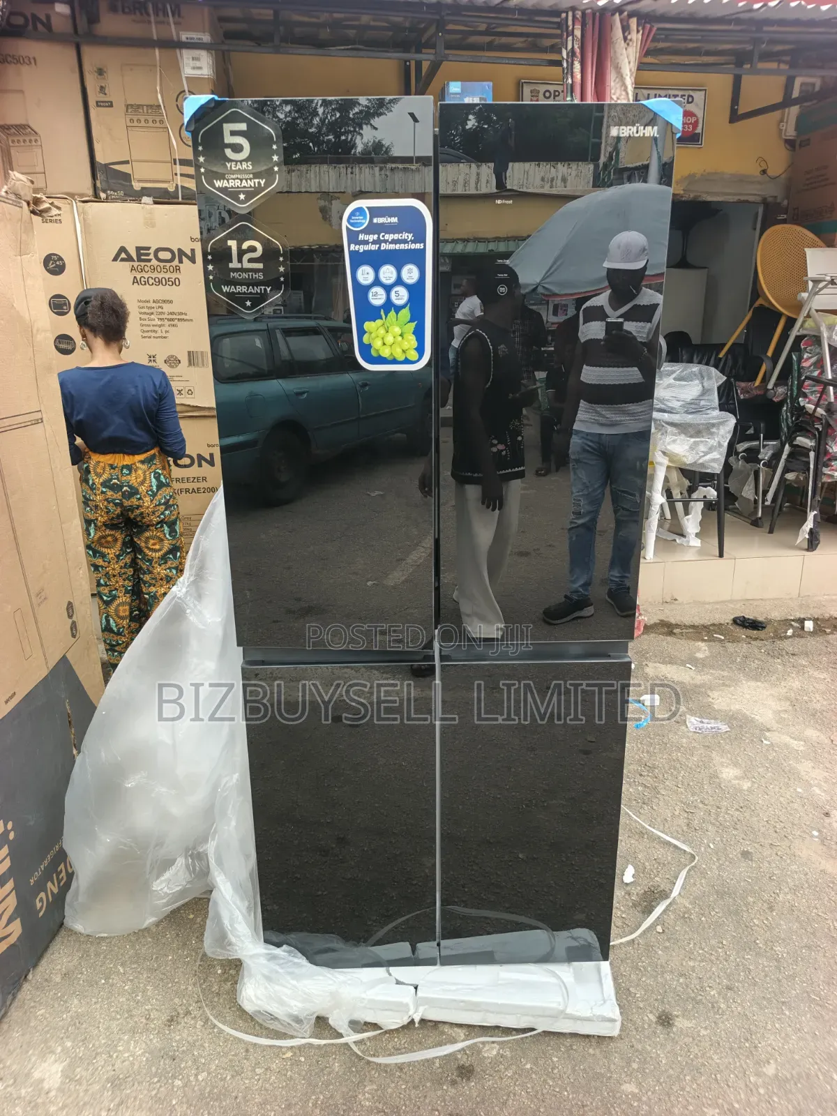 470-Liter Bruhm 4-Door Inverter Glass Door Refrigerator.