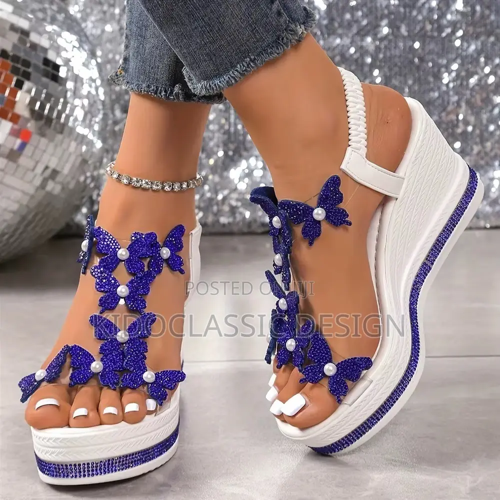 Women’s Blue Butterfly Low Heel Sandals