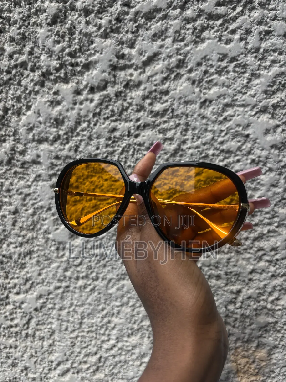 Retro Black Sunnies With Orange Lens