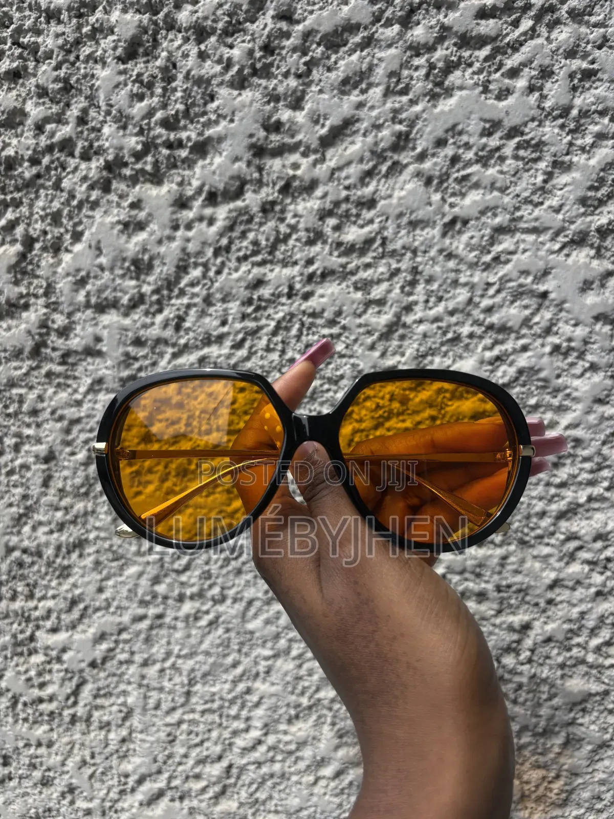 Retro Black Sunnies With Orange Lens
