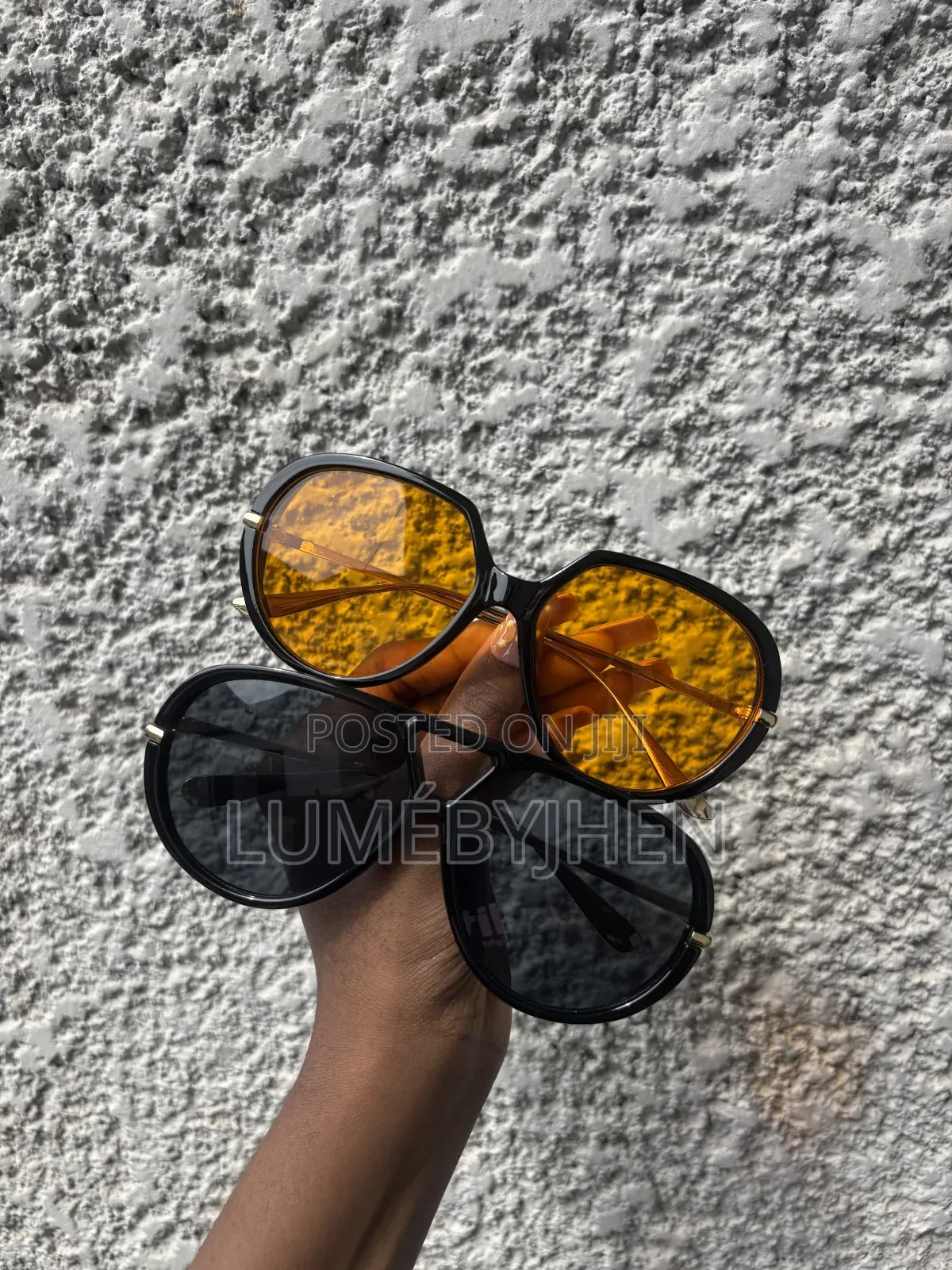 Retro Black Sunnies With Orange Lens
