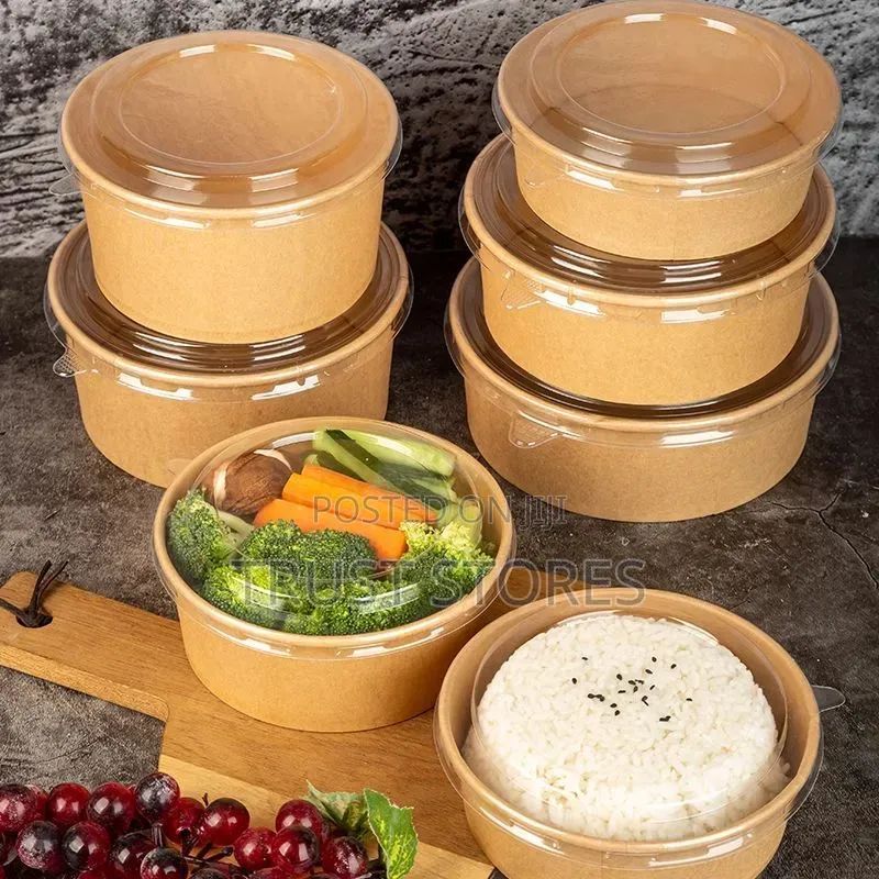 Kraft Paper Bowls With Lids 1000ml