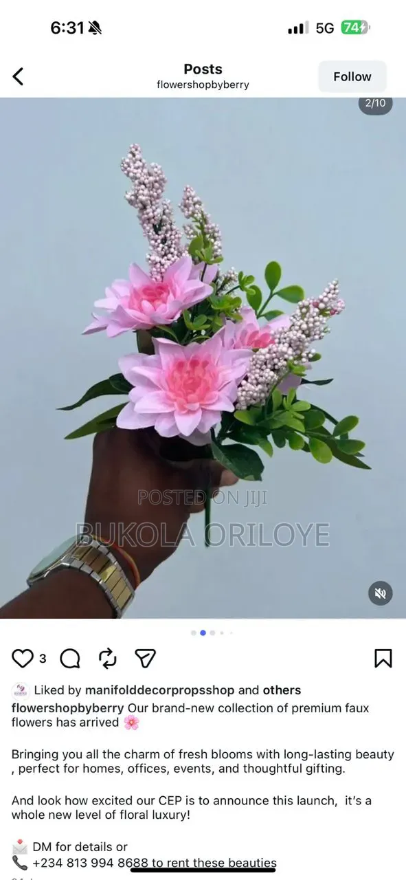 Pink Floweres Available for Rent