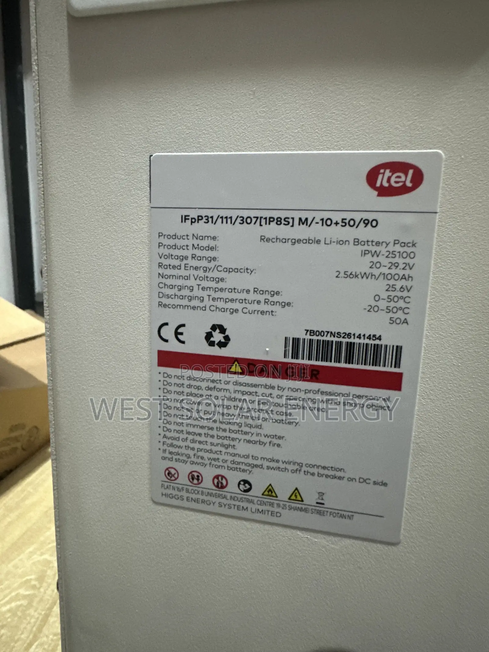 2.5kwh 24v Itel Lithium Ion Battery 100Ah