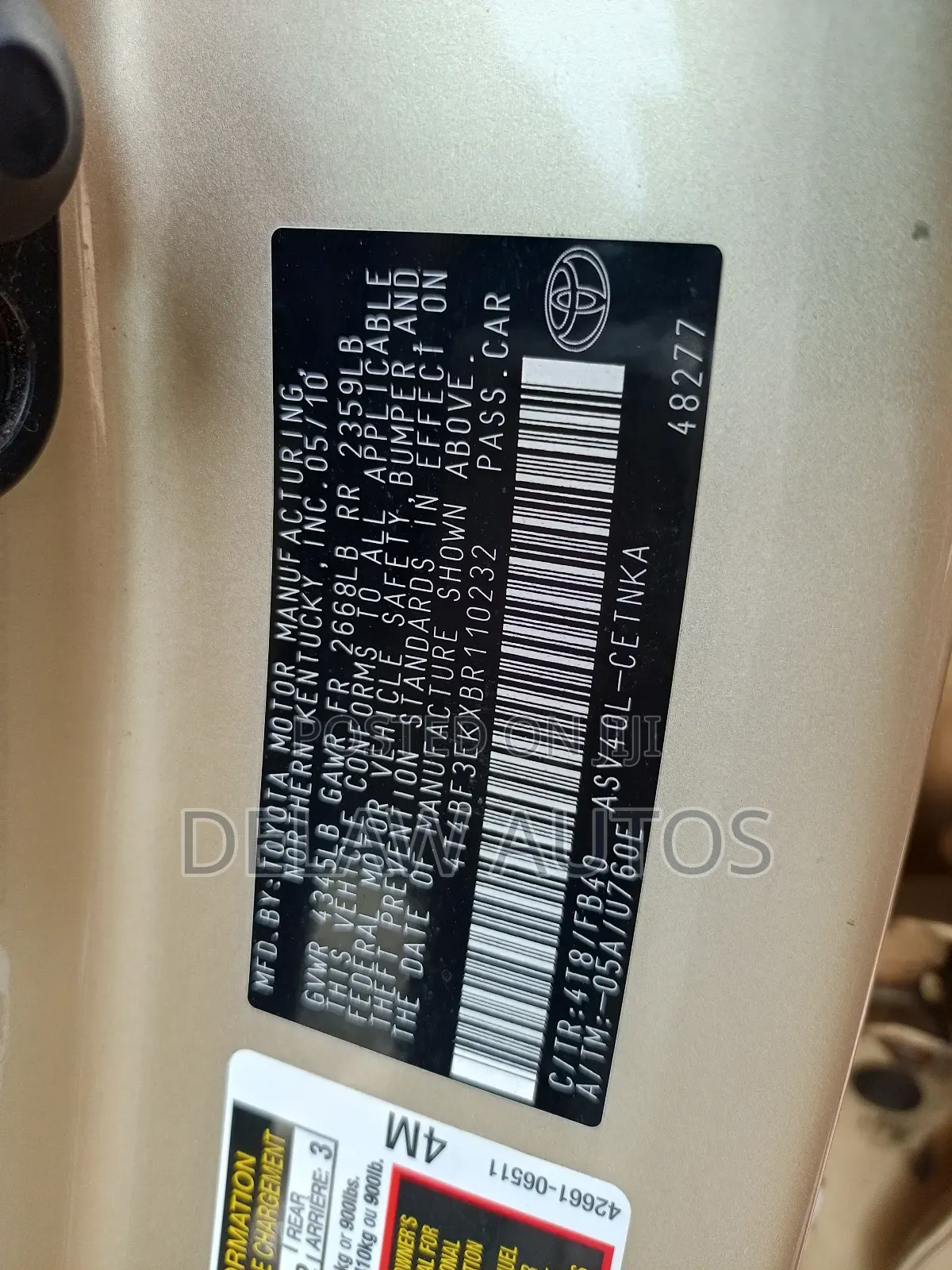 Toyota Camry 2011 Gold