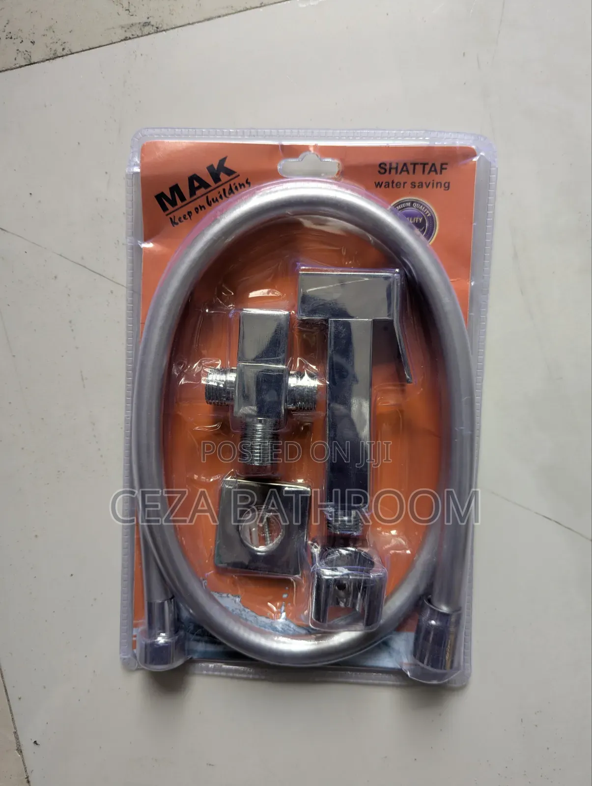 Brass Shattaf Set With a Wood-Grain Finish Handle, Flexible Hose,