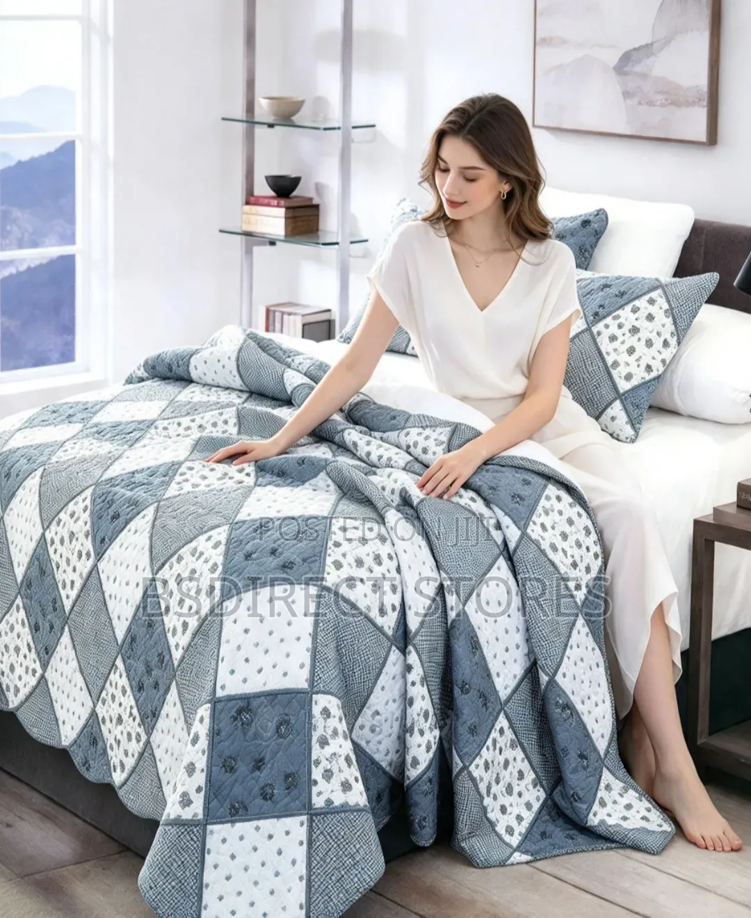 Cotellia Moonstar Black/White Embroidery Bedspread Superking