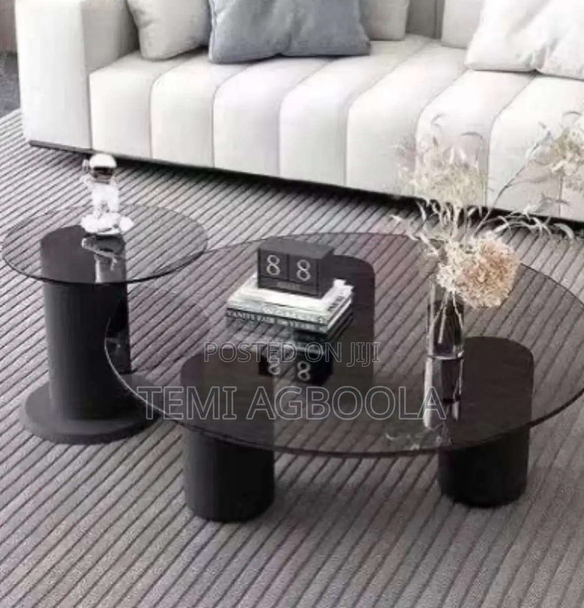 Pillar Glass Twin Table