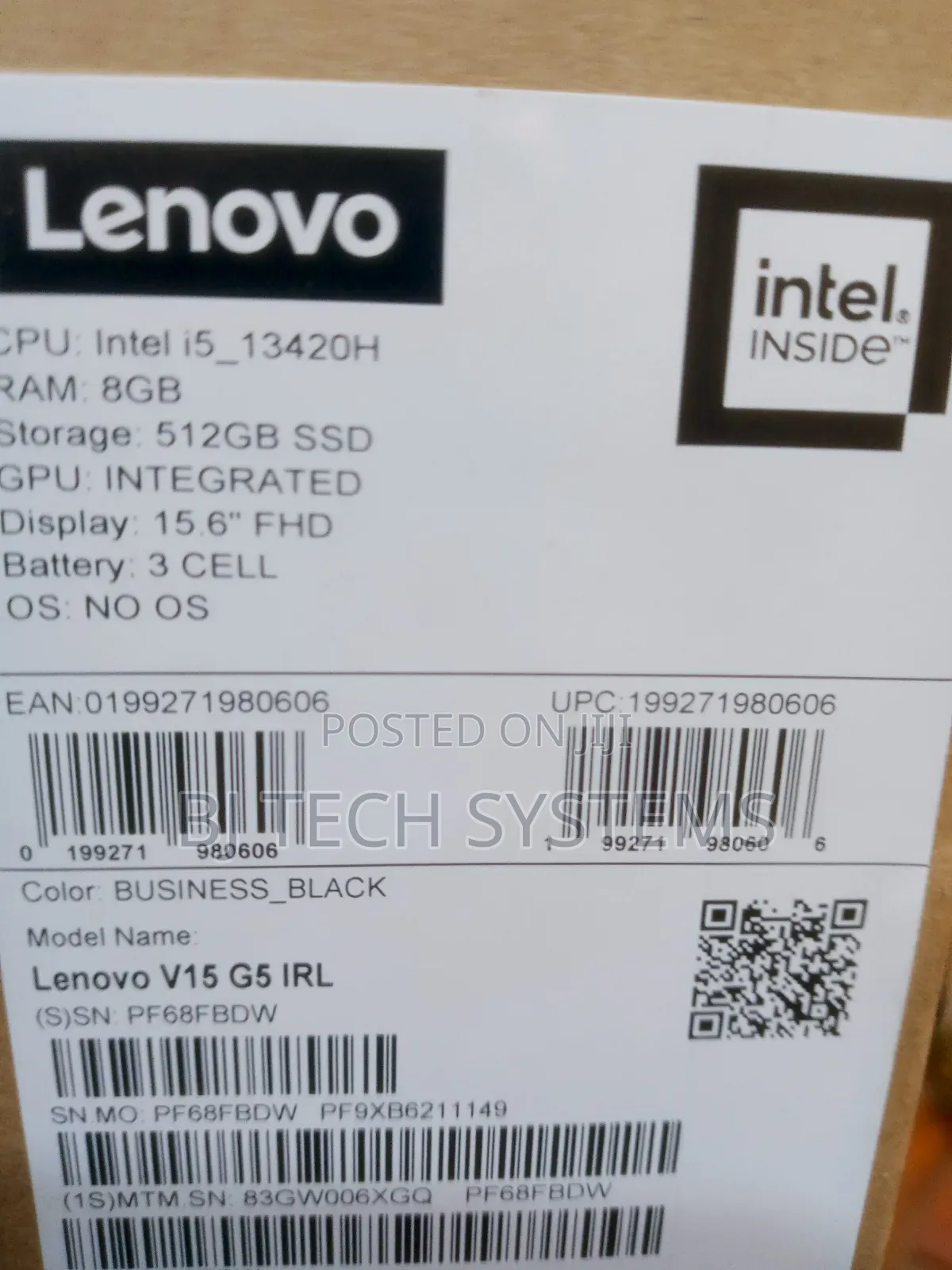 New Laptop Lenovo V15 8GB Intel Core i5 SSD 512GB
