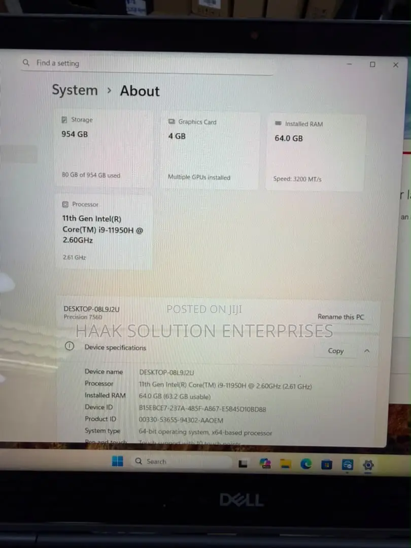 Laptop Dell Precision 7560 64GB Intel Core i9 SSD 1T