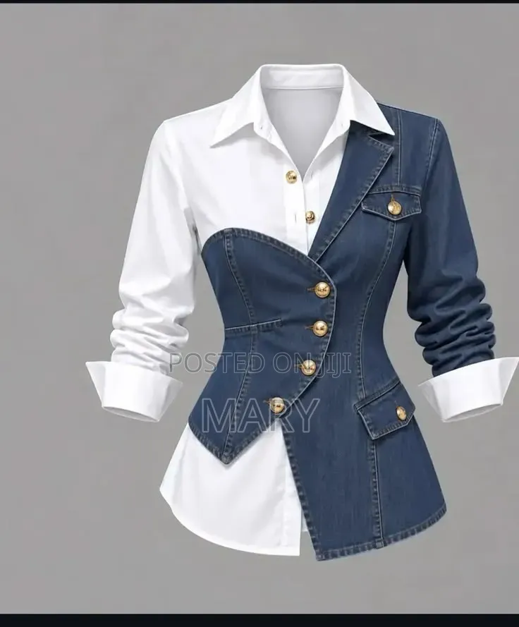 Jeans Top With a Shirt Fabric