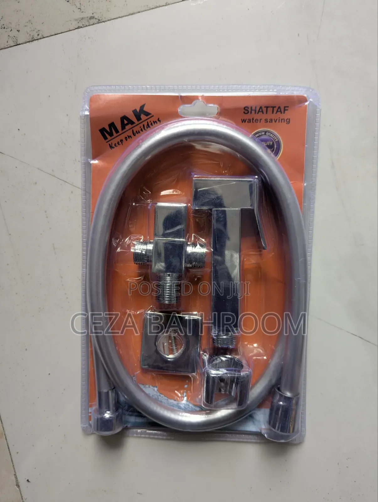 Brass Shattaf Set With a Wood-Grain Finish Handle, Flexible Hose,