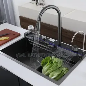 Modern Watefall Kitchen Sink With Digital Mixer Features